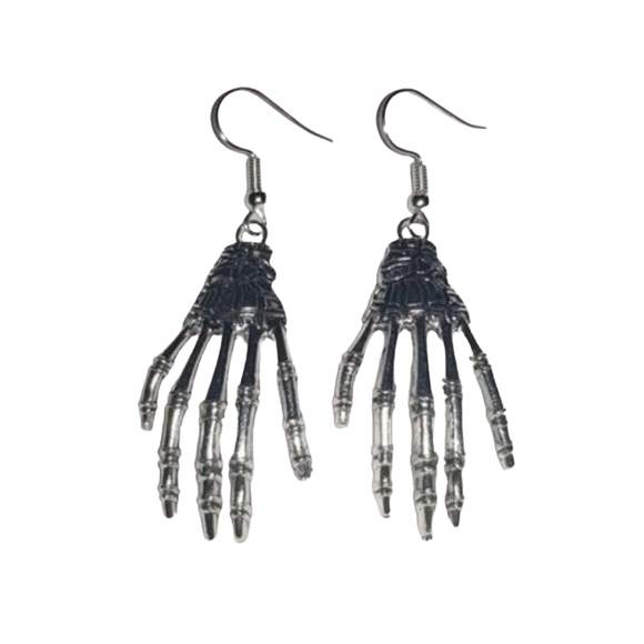 Handcrafted Skeleton Hand Earrings - Picture 1 of 3